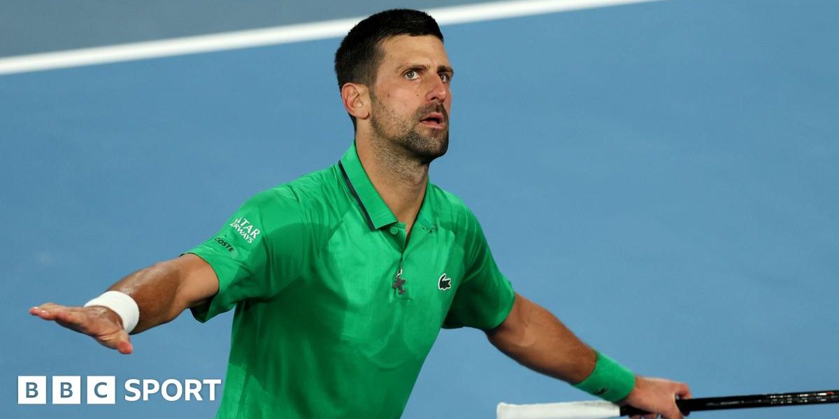 Novak Djokovic reacts during his Australian Open third-round win