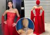 Jennie of Blackpink wears red version of Kim Kardashian's masked Margiela gown