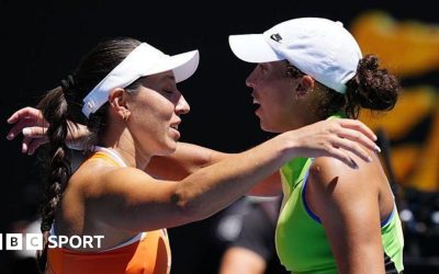 Jessica Pegula of the United States celebrates her victory against Madison Keys of the United States