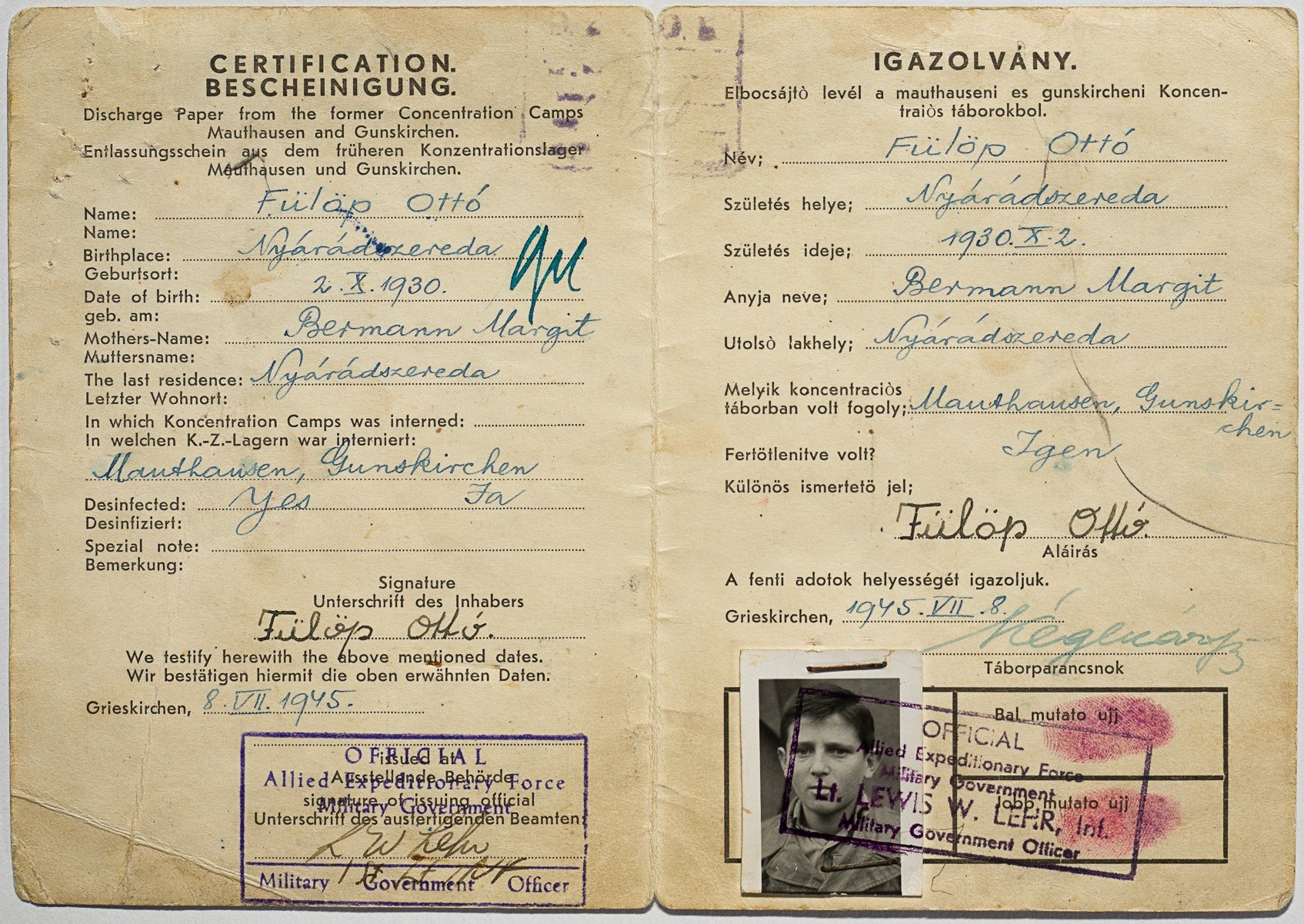 Octavian Fülöp, unul dintre puținii supraviețuitori români ai lagărului Auschwitz, împlinește vârsta recoltei umane a istoriei