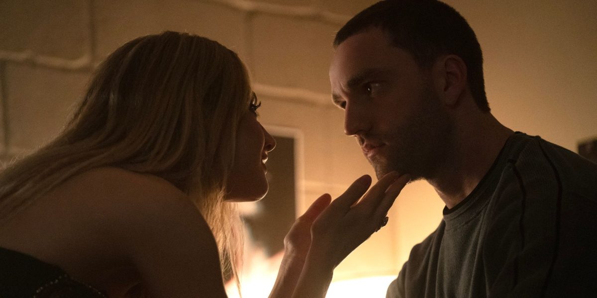 Lucy holds Stephen's chin in her hands in Tell Me Lies season 3