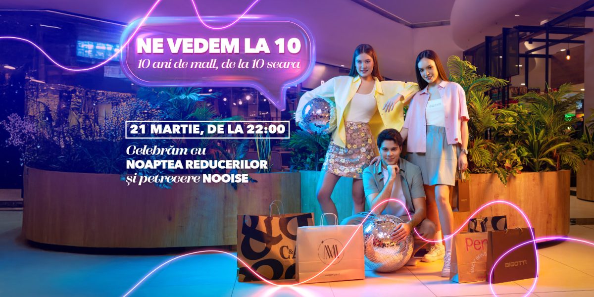 Shopping City Timișoara împlinește zece ani de la inaugurare, o ocazie marcată printr-o campanie aniversară care aduce în prim-plan tradiția “Noaptea Reducerilor” și o petrecere memorabilă marca NOOISE