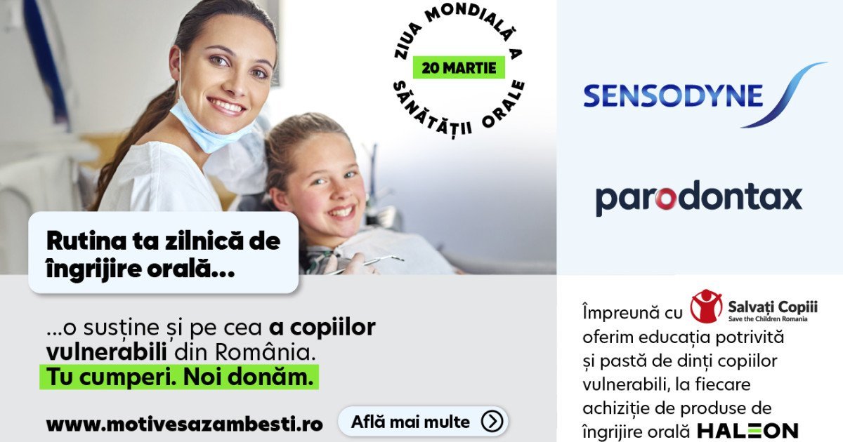 Mii de copii vulnerabili din comunitățile defavorizate din România vor beneficia de produse de igienă orală, într-un efort comun al companiei Haleon România și organizației Salvați Copiii