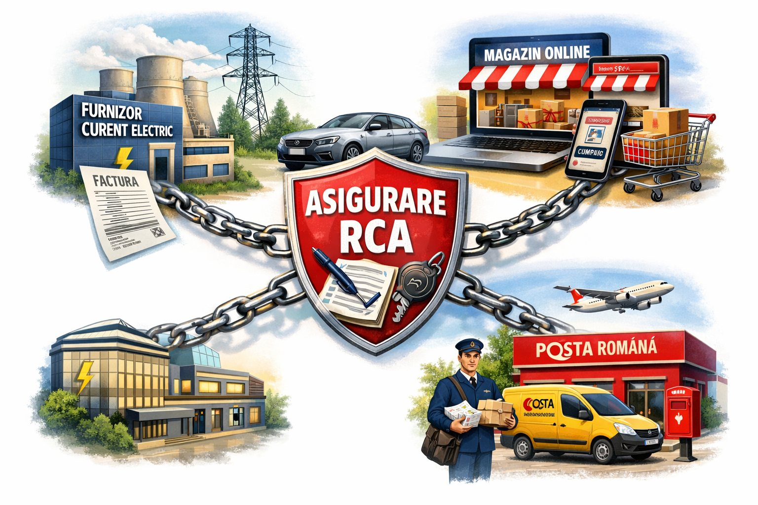 Garden title: "ASF verifică posibile practici neloiale la vânzarea RCA ieftin de la PPC, Electrica și Poștă"