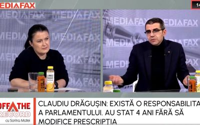 Judecătorul CSM Claudiu Drăgușin lansează un nou val de clarificări în scandalul prescripției și percepția publică asupra justiției românești Un discurs franco și critice despre percepția populației față de sistemul judiciar românesc a fost adus în prim-plan de judecătorul Consiliului Superior al Magistraturii (CSM), Claudiu Drăgușin, în cadrul emisiunii „Off the Record” de la Mediafax