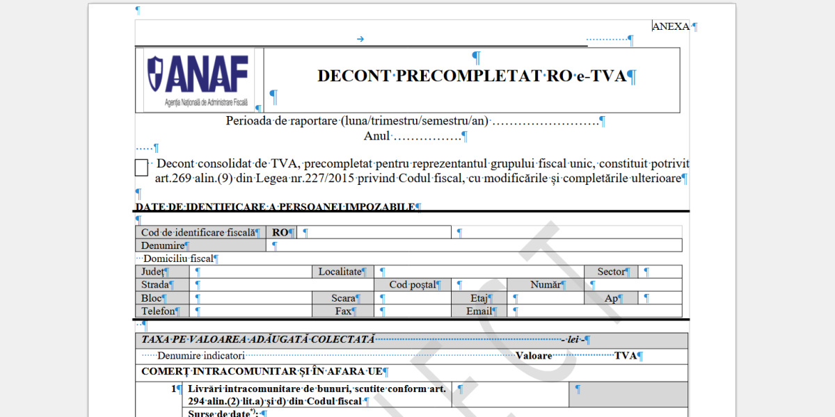 ANAF actualizează formularul 300 pentru e-TVA în 2026