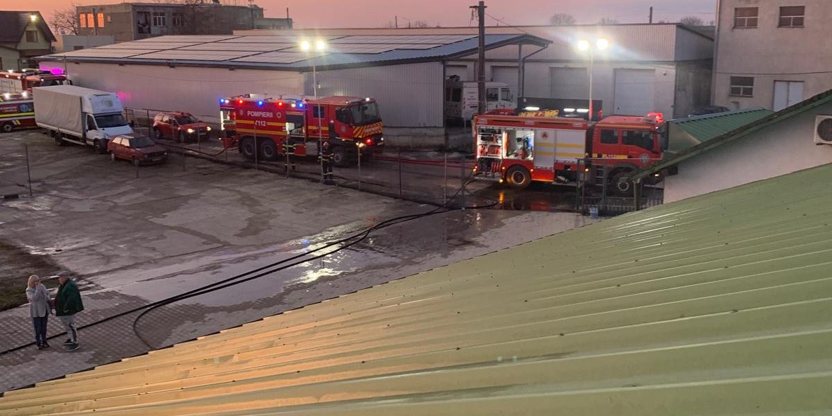 Incendiu în Carei: depozit de lemne cuprins de flăcări