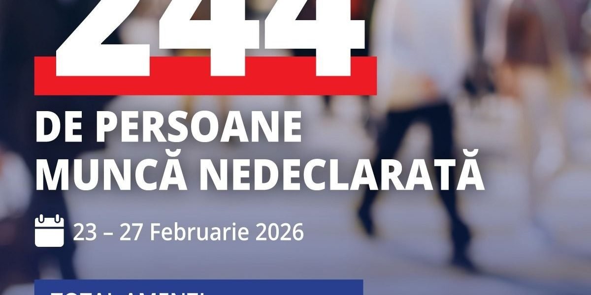 Inspecția Muncii a intensificat controalele naționale în perioada februarie – sfârșit de lună, cu scopul de a combate munca la negru și de a asigura respectarea legislației muncii În cadrul unei campanii de amploare desfășurate între 23 și 27 februarie 2026, Inspectoratul Teritorial de Muncă (ITM) din întreaga țară a derulat peste 2.400 de controale pentru identificarea și remedierea încălcărilor legii muncii