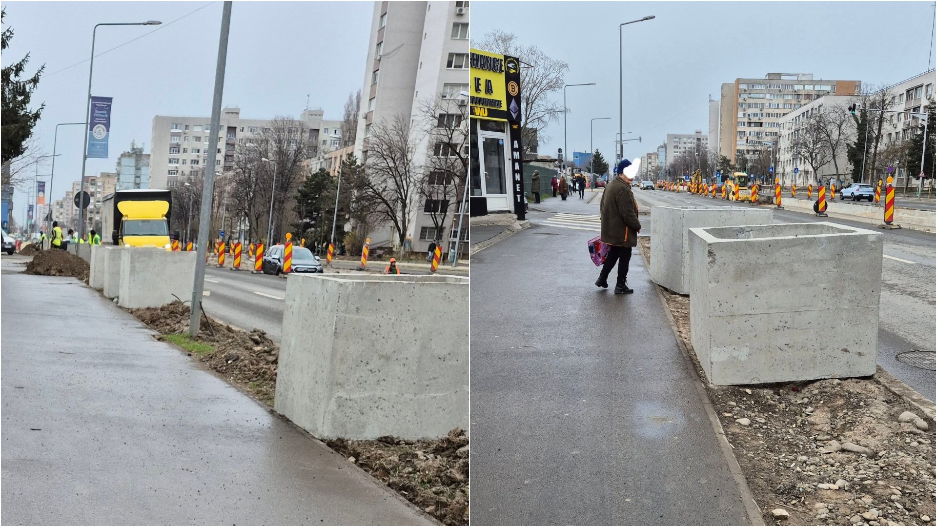 Zeci de jardiniere uriașe de beton pe Prelungirea Ghencea au stârnit o avalanșă de reacții printre locuitorii zonei