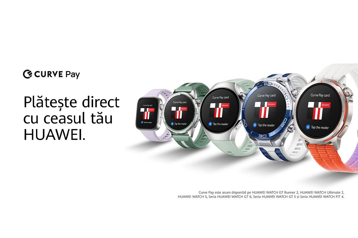 HUAWEI extinde funcția tap-to-pay pe smartwatch-urile sale în toată Uniunea Europeană HUAWEI a anunțat extinderea serviciului Curve Pay în Europa, oferind acum funcționalitatea securizată tap-to-pay pe o gamă largă de smartwatch-uri în peste 30 de piețe, inclusiv toate statele membre UE, Regatul Unit, Norvegia, Islanda și Liechtenstein