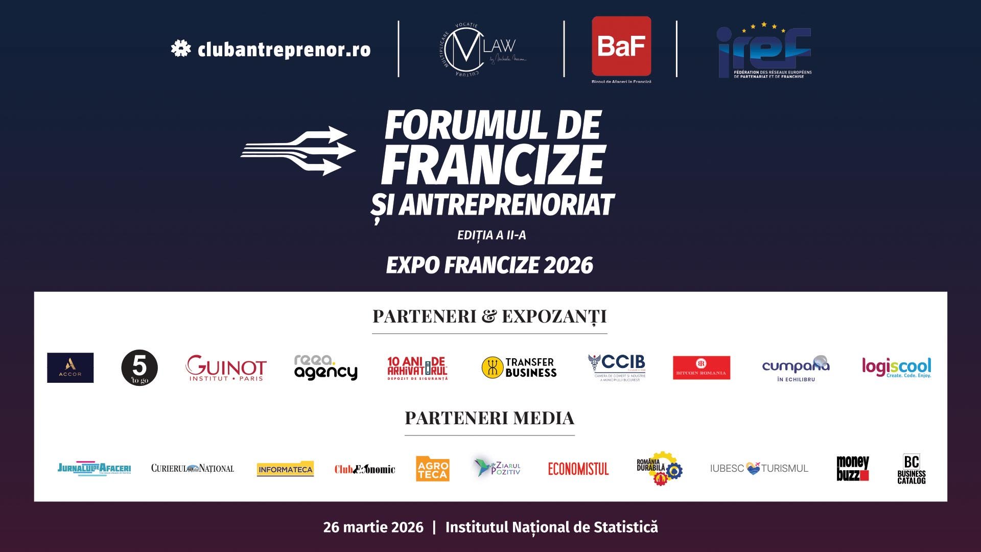 Joi, 26 martie 2026, Institutul Național de Statistică a găzduit cea de-a doua ediție a Forumului de francize și antreprenoriat, un eveniment dedicat promovării și dezvoltării modelelor de afaceri în sistem de franciză din România