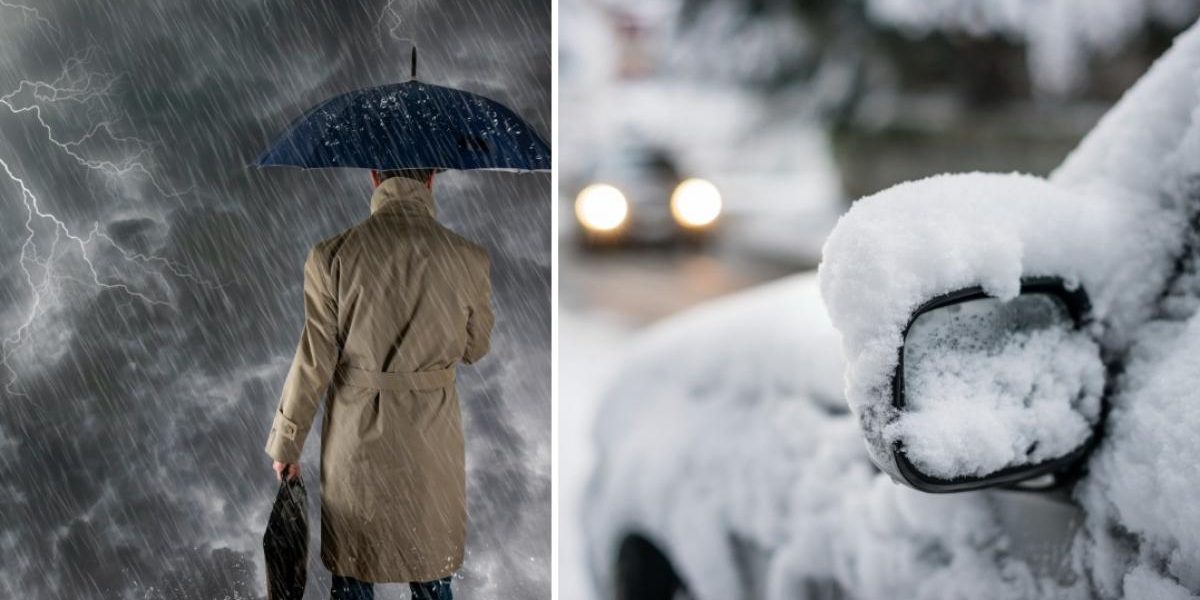 colaj 2 poze cu ploaie si ninsoare abundenta