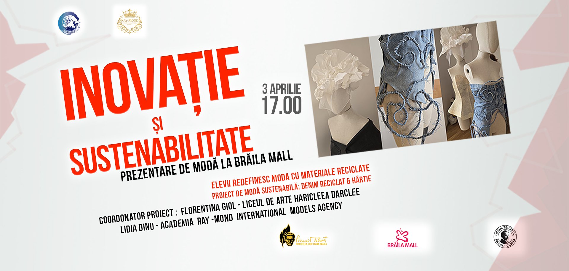 Brăila Mall găzduiește vineri, 3 aprilie, de la ora 17:00, în zona Cinema City, un eveniment dedicat modei sustenabile, organizat în cadrul programului național „Săptămâna Verde”
