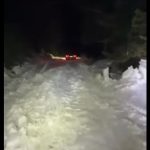 Bărbat și fiul său, blocați în zăpadă în Cheile Oltețului, în Noaptea Învierii