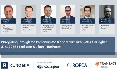 Eveniment international dedicat pieței de M&A în România Renomia Gallagher, sprijinită de BusinessMark, va organiza pe 8 aprilie 2026 un eveniment special dedicat pieței de fuziuni și achiziții din România