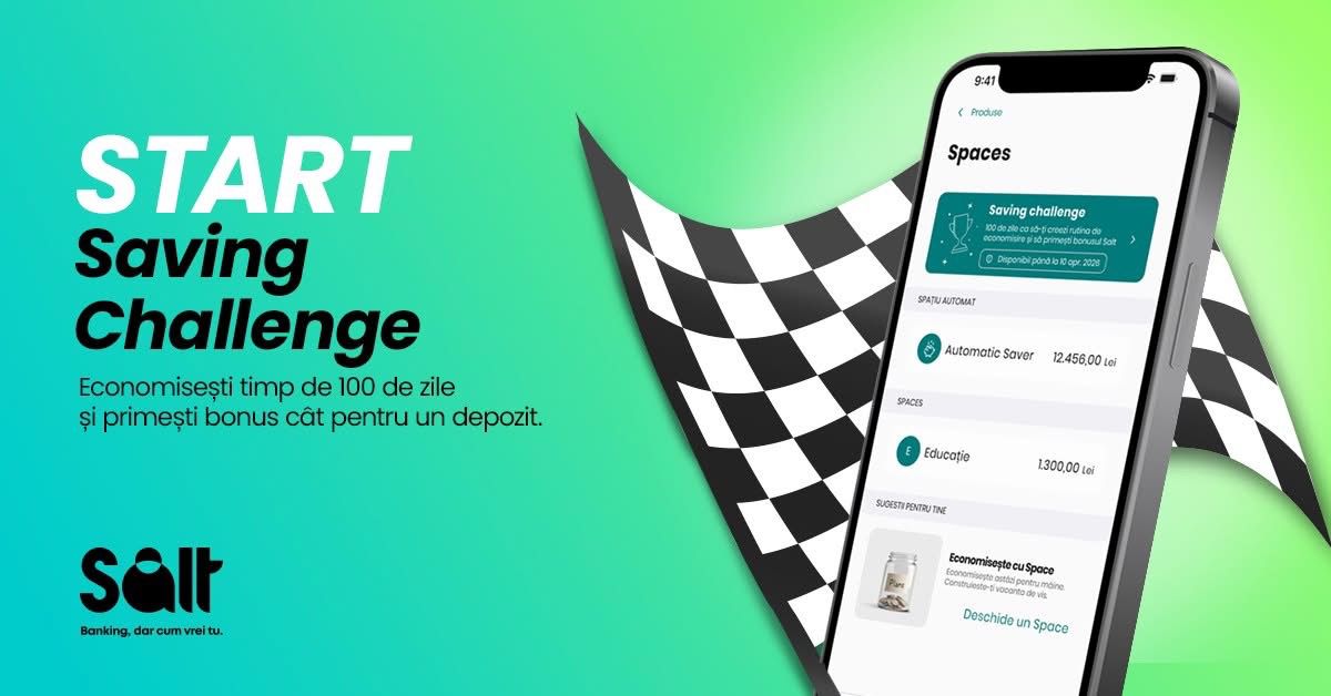 Salt Bank marchează doi ani de activitate prin lansarea unei inițiative menite să încurajeze economisirea în mod regulat, prin programul Saving Challenge