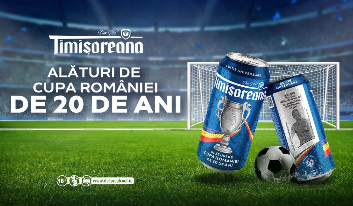 Timișoreana sărbătorește 20 de ani alături de Cupa României la fotbal