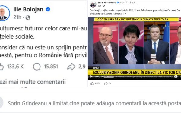 Bolojan, asalt pe Facebook: Grindeanu blochează reacțiile. Premierul, victorie zdrobitoare