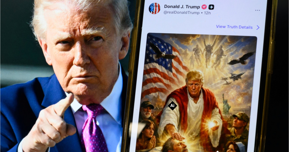 O imagine ȘOCANTĂ: Trump „Iisus”, dar cine e creatura satanică?