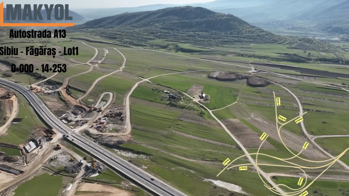 Autostrada Sibiu-Făgăraș: Imagini cu cel mai complex nod rutier din România