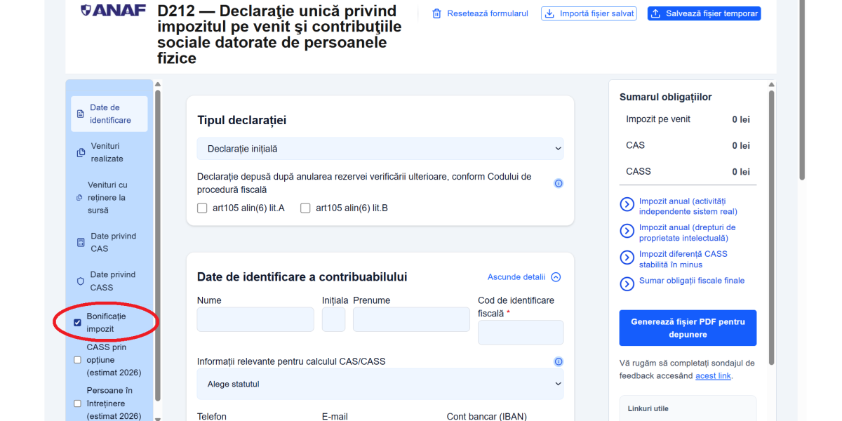 Bonificație 3% pentru PFA, chirii și crypto: Ce trebuie să știi la Declarația Unică 2026