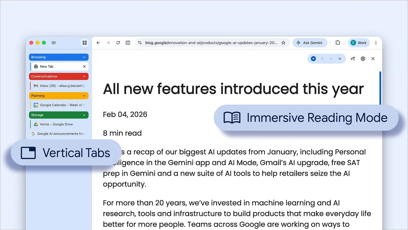 Google lansează două funcții noi pentru Chrome: tab-uri verticale și mod citire extins Google introduce începând de astăzi două funcții noi pentru browserul Chrome, menite să îmbunătățească experiența de navigare și să sporească productivitatea utilizatorilor