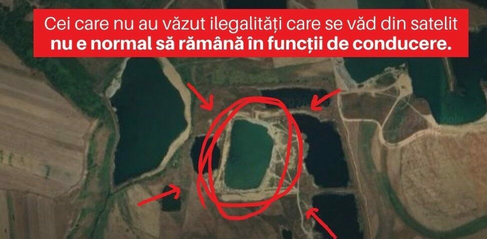 Balastieră ilegala în Olt: Crater de 5 hectare, săpat ilegal în 4 ani