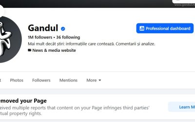 Pagina de Facebook a ziarului Gândul a fost închisă de Meta, fără o explicație clară, pe 22 februarie 2026, conform informațiilor apărute recent