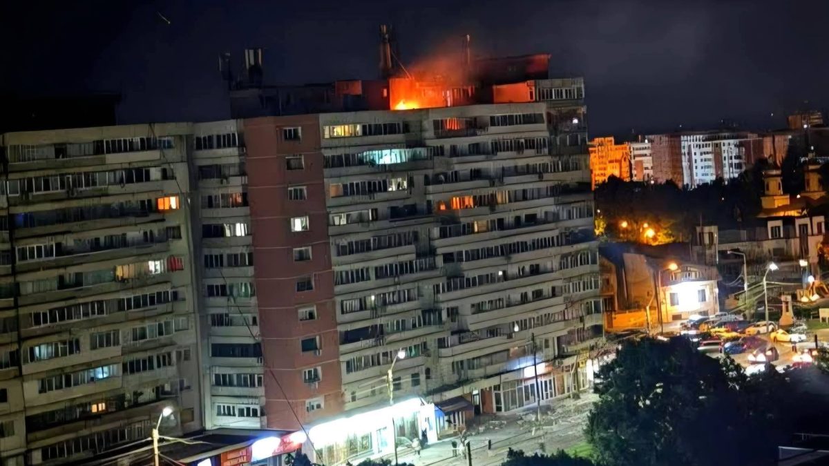 Dronă prăbușită la Galați: Bloc lovit în zona Stirex
