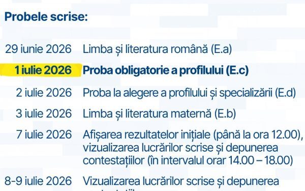 Bacalaureat 2026: Proba obligatorie, mutată! Ce elevii trebuie să știe