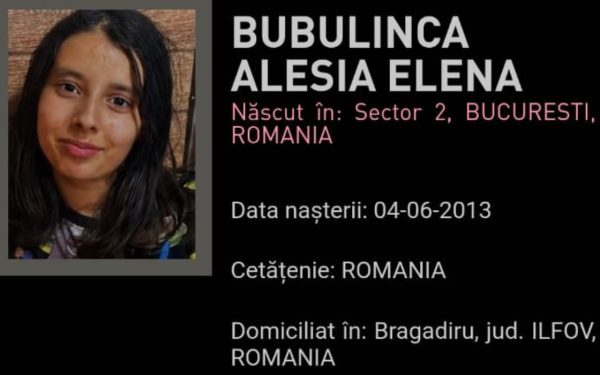Alertă RO-AVERTISMENT: Dispărută fetiță de 13 ani din Bragadiru
