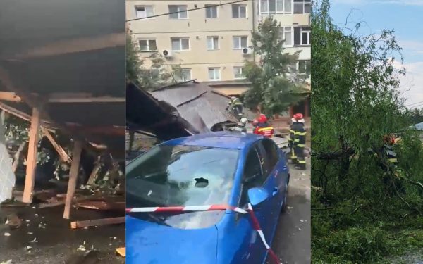Vijelie și haos: Acoperiș zburat în Sibiu, arbore blocat pe drumuri