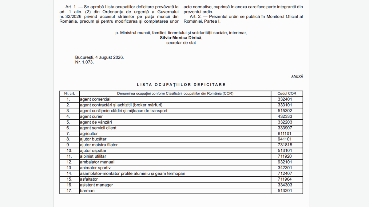 România: Noi joburi pentru străinii non-UE, pe lista deficitare