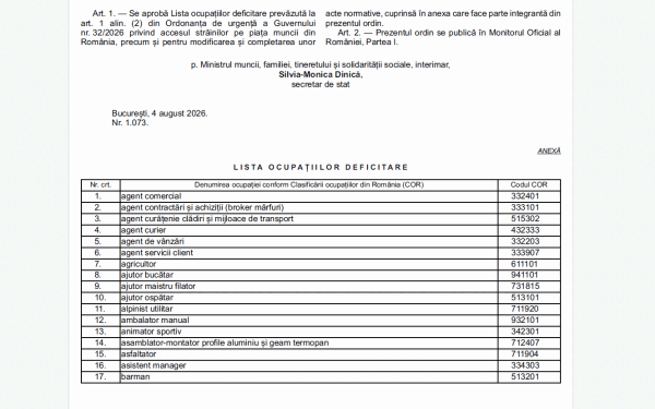 România: Noi joburi pentru străinii non-UE, pe lista deficitare